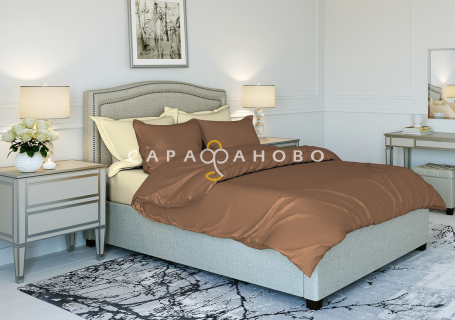 Ткань Поплин 220 см рис.  050203+121002 "Шоколад"