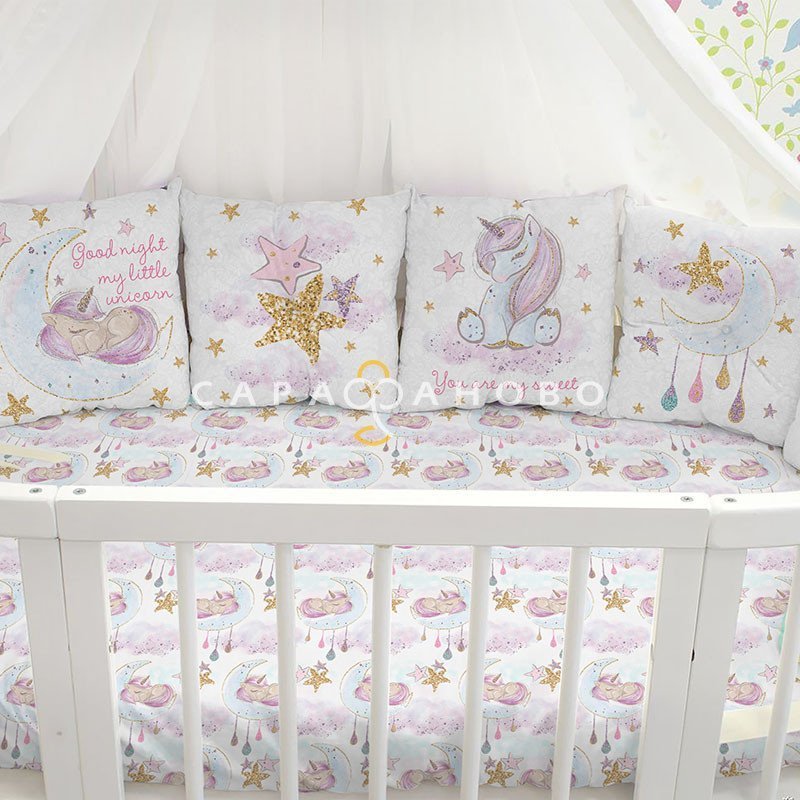 Ткань Перкаль 150 см Unicorns Модель 3 Панели для подушек рис 13251 вид 1, фото 2