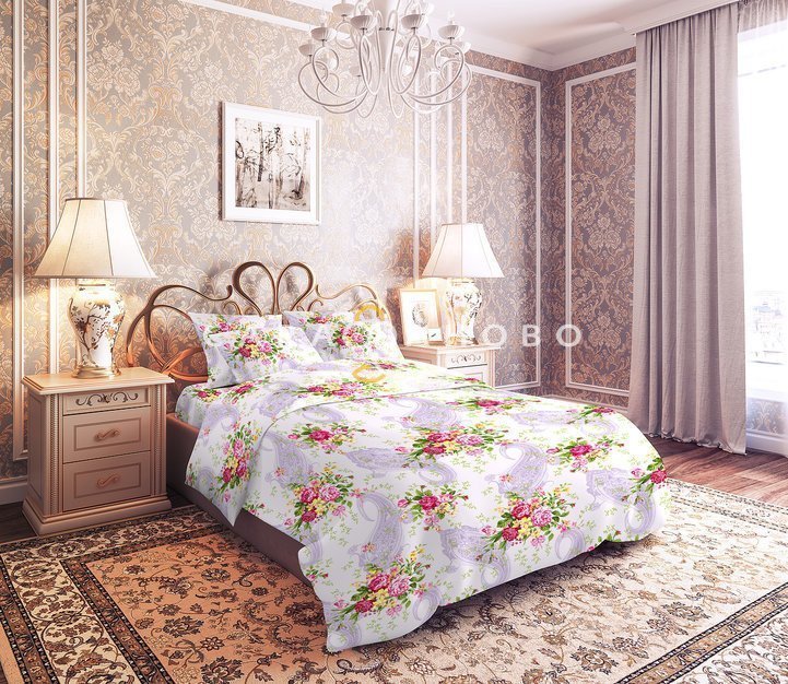 Ткань Бязь 150 см рис. 3080-2 "Французские букетики", фото 1