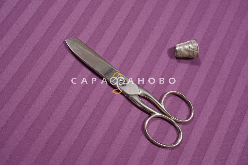 Ткань Страйп-Сатин 240 см рис. 35001 Баклажан (полоса 1х1) На отрез, фото 8
