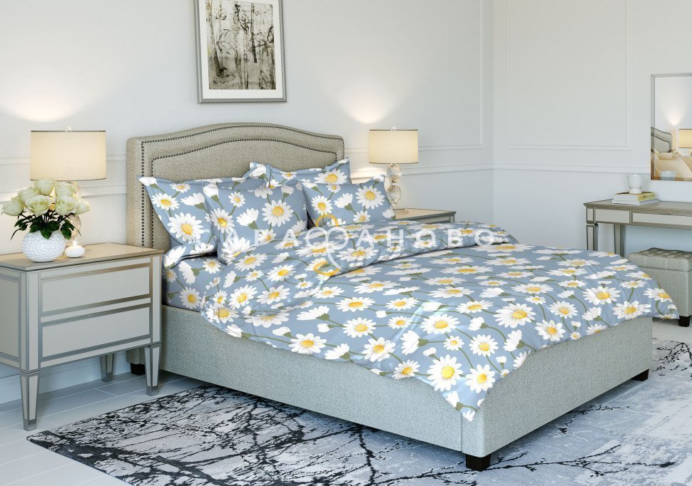 Ткань Бязь 220 см рис. 9960-2 "Ромашки", фото 1