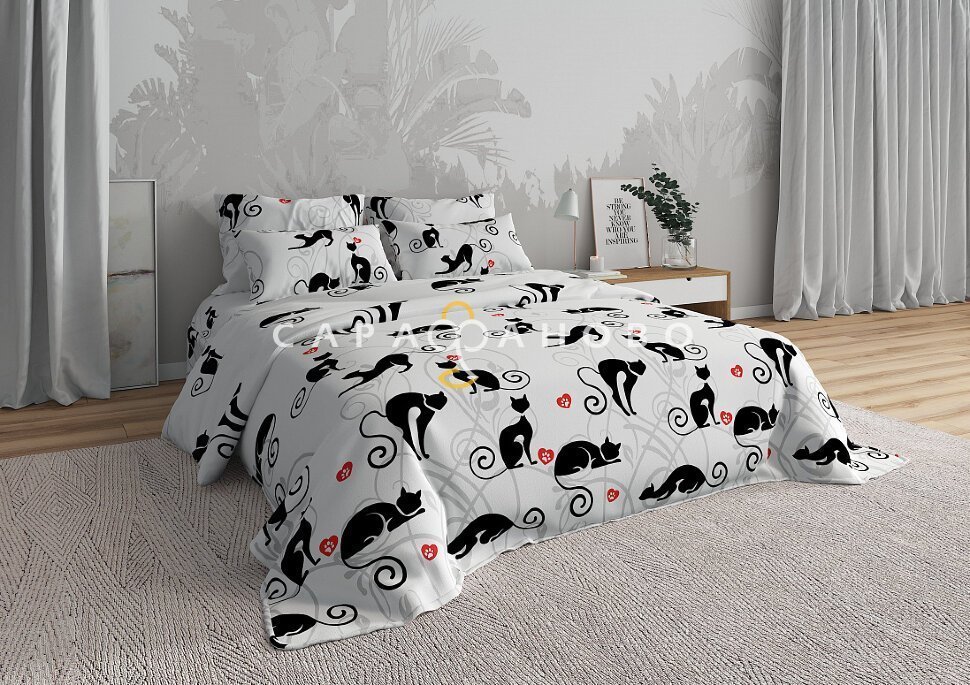 Ткань Бязь Люкс 220 см 125 гр рис Кошки на белом, фото 11