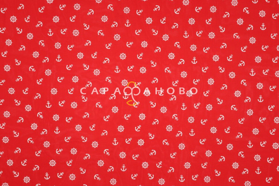 Ткань Рогожка 150 см 150 гр рис №639-2 Якоря, фото 5