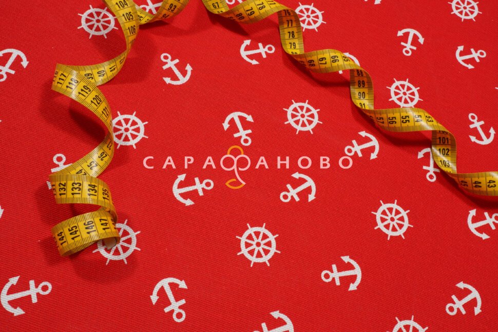 Ткань Рогожка 150 см 150 гр рис №639-2 Якоря, фото 3