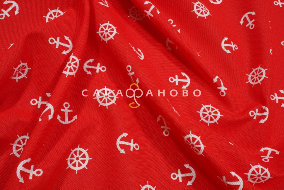 Ткань Рогожка 150 см 150 гр рис №639-2 Якоря, фото 10