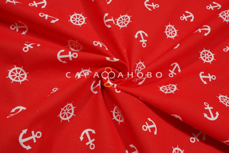 Ткань Рогожка 150 см 150 гр рис №639-2 Якоря, фото 11