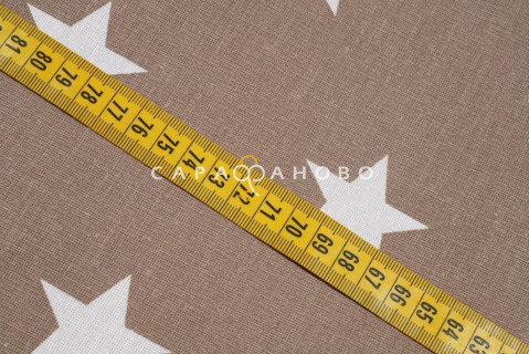 Ткань Бязь 150 см. Звезды крупные кофе рис. 8129/34
