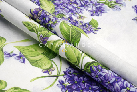 Ткань Бязь 220 см "Сирень" рис 6185 вид 1